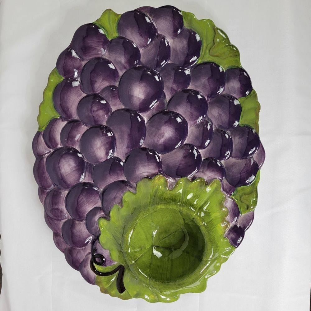 Celebrating Home Stoneware Collection Chip & Dip Grape Platter‎